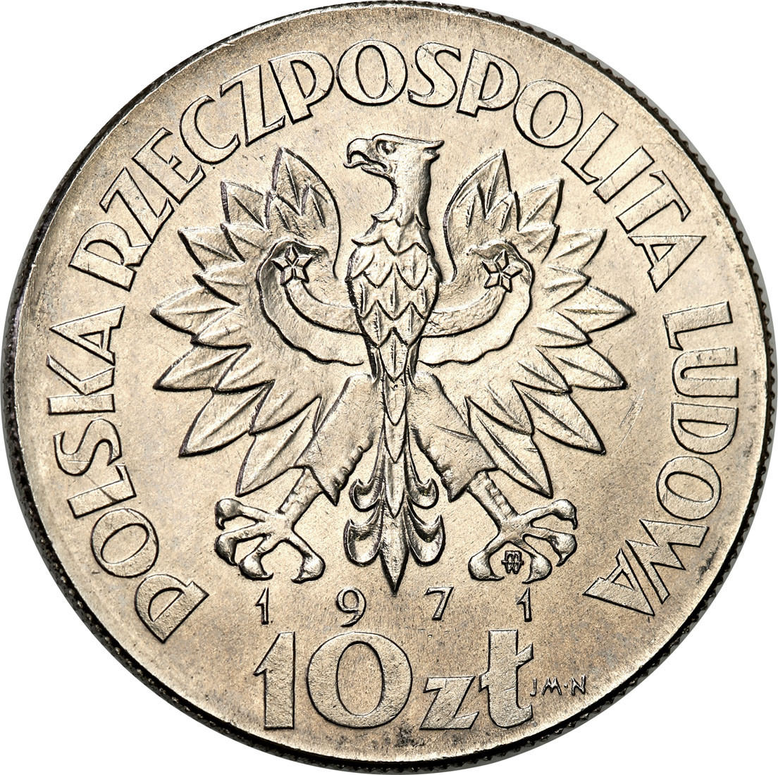 PRL. PRÓBA Nikiel 10 złotych 1971 FAO fiat panis